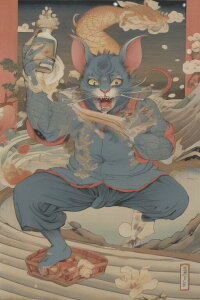 猫又 酒 龍 妖怪 浮世絵 タペストリー 和柄 和風 大きい 男気 日本画風 入れ墨風 アウトロー 縦型 縦配信 大自然 インテリア 撮影背景 壁掛け 大判 長方形 壁布 青 赤 ベージュ