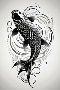 鯉 魚 水 流れ 墨絵 タペストリー 和柄 和風 大きい 男気 日本画風 入れ墨風 アウトロー 縦型 縦配信 大自然 インテリア 撮影背景 壁掛け 大判 長方形 壁布 黒 白 グレー
