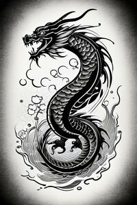 龍 竜 水 花 墨絵 タペストリー 和柄 和風 大きい 男気 日本画風 入れ墨風 アウトロー 縦型 縦配信 大自然 インテリア 撮影背景 壁掛け 大判 長方形 壁布 黒 白 グレー