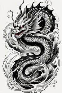 龍 水 鱗 伝説 東洋 タペストリー 和柄 和風 大きい 男気 日本画風 入れ墨風 アウトロー 縦型 縦配信 大自然 インテリア 撮影背景 壁掛け 大判 長方形 壁布 白 黒 グレー