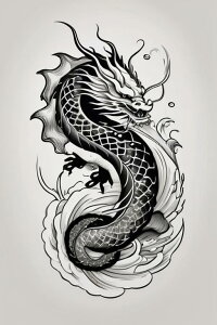 龍 東洋 神話 伝説 幸運 タペストリー 和柄 和風 大きい 男気 日本画風 入れ墨風 アウトロー 縦型 縦配信 大自然 インテリア 撮影背景 壁掛け 大判 長方形 壁布 黒 白 グレー