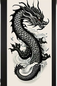 龍 東洋 神話 伝説 力 タペストリー 和柄 和風 大きい 男気 日本画風 入れ墨風 アウトロー 縦型 縦配信 大自然 インテリア 撮影背景 壁掛け 大判 長方形 壁布 黒 白 グレー