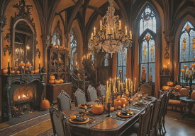 ハロウィン パンプキン キャンドル シャンデリア ゴシック タペストリー 幻想的 インテリア 大きい 撮影背景 壁掛け 大判 長方形 壁布 オレンジ 黄色 ベージュ