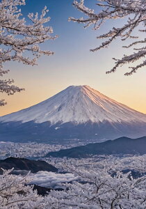 富士山 雪 冬 風景 自然 タペストリー 富士山風 雪景色 日本画風 レトロ風 元旦 クリスマス インテリア 大きい 撮影背景 壁掛け 大判 長方形 壁布 白 青 オレンジ