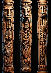 トーテムポール 木彫り 部族 アート 文化 タペストリー エスニック 開運グッズ 壁飾り 巨大 瞑想 壁掛け インテリア 大きい 撮影背景 長方形 ベージュ 茶色 黒