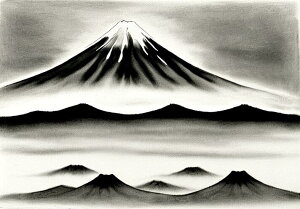 富士山 山 風景 水墨画 自然 タペストリー 和柄 和風 和モダン 水墨画風 大判 布製 壁飾り 巨大 壁掛け インテリア 大きい 撮影背景 長方形 白 黒 グレー