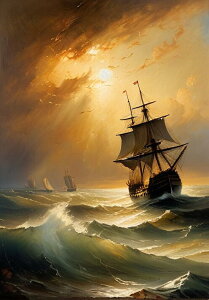 帆船 海 波 夕焼け 船 タペストリー 風景 リラックス 名画風 遠景 瞑想 大判 布製 壁飾り 巨大 壁掛け インテリア 大きい 撮影背景 長方形 オレンジ 黄色 ベージュ