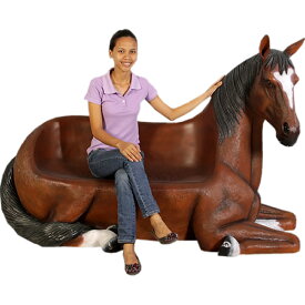 FRPアニマルオブジェ　馬の腰掛け　置物 動物 ウマ うま ベンチ 椅子 イス ガーデンファニチャー 動物園 公園 店舗 カフェ 喫茶店 レストラン 飲食店 インテリア イベント ディスプレイ 実物大 等身大 リアル 【whlny】