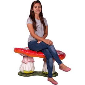 FRPオブジェ 二人掛け用キノコの椅子置物 茸 きのこ ガーデンファニチャー ベンチ 椅子 イス 公園 店舗 イベント ディスプレイ 実物大 等身大 リアル 【whlny】