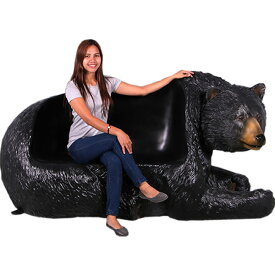 FRPアニマルオブジェ 黒クマのベンチ置物 動物 熊 くま ガーデンファニチャー 椅子 イス 動物園 公園 店舗 カフェ 喫茶店 レストラン 飲食店 インテリア イベント ディスプレイ 実物大 等身大 リアル 【whlny】