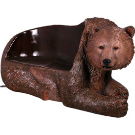 FRPアニマルオブジェ グリズリーのベンチ置物 動物 熊 くま ガーデンファニチャー 椅子 イス 動物園 公園 店舗 カフェ 喫茶店 レストラン 飲食店 インテリア イベント ディスプレイ 実物大 等身大 リアル 等身大フィギュア 【whlny】