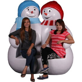 FRPオブジェ 雪だるまのベンチ（ブルーとレッド）置物 スノーマン 椅子 いす イス ベンチ 店舗 カフェ 喫茶店 レストラン 飲食店 インテリア イベント ディスプレイ 実物大 等身大 リアル 【whlny】