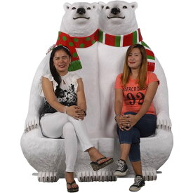 FRPアニマルオブジェ 北極グマのベンチ置物 動物 熊 クマ くま ホッキョクグマ ベンチ 椅子 イス ガーデンファニチャー クリスマス サンタ 剥製 動物園 店舗 カフェ 喫茶店 レストラン 飲食店 インテリア イベント ディスプレイ 実物大 等身大 リアル 【whlny】