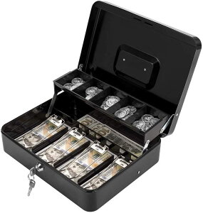 鍵式 ロック 手提げ金庫 30×24cm 金庫 手提げ 貴重品 貯金箱 事務所 経理 キャッシュメイト 家庭 オフィス ブラック 黒 スチール dar-daikinko