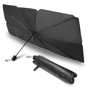 折りたたみ傘方式 車 フロントガラス用 サンシェード 収納ケース付 断熱 UVカットプライバシー保護 取付簡単 tec-kasashade02