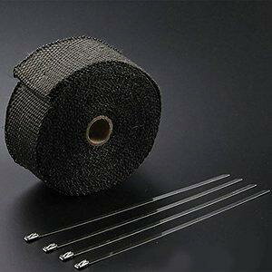 バイクのマフラーに巻きつけて放熱を抑制 耐熱バンテージ 5m×50mm ブラック グラスファイバー製 600度 TEC-TAIBAN-G-5