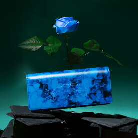 花言葉は“夢叶う”。「薔薇の花言葉」がテーマの長財布 ALBA Alice -Blue Rose-（アルバアリス ブルーローズ） Mink embossed 356-103222-7153【3営業日以内発送】