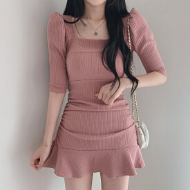 ワンピース ドレス ミニワンピース スリム 綺麗め 清楚系 着痩せ オシャレ 気質 可愛い 人気 姫系 七分袖 普段着