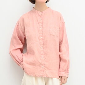 [公式ストア] SUN VALLEY サンバレー / 製品染め リネン スタンドカラーシャツ