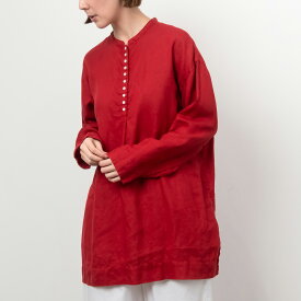 [公式ストア] SUN VALLEY サンバレー / 製品染め リネン ヘンリーネック チュニック