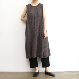 【SALE60%off】リネン レーヨン ランダム ドット ノースリーブ ワンピース 【BK2025221】【bulbul バルバル】