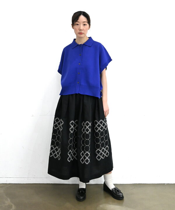 楽天市場】【SALE70%off】リネン コットン タイル 刺 タックスカート 