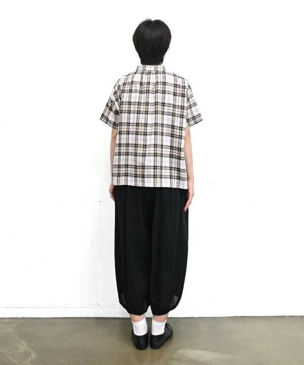 楽天市場】【SALE50%off】綿麻 平織 チェック ちび衿 シャツ 