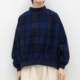 【SALE20%off】[公式ストア] SUN VALLEY サンバレー / コットン モール糸 ボーダー・ブロックチェック リブ ブラウス