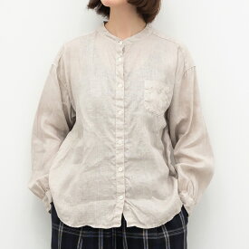 [公式ストア] SUN VALLEY サンバレー / 日本製品染め リネン 平織 スタンドカラー シャツ