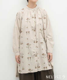 【SALE40%off】[公式ストア] SUN VALLEY サンバレー / コットン 平織 起毛 総柄 刺繍 スタンドカラー チュニック