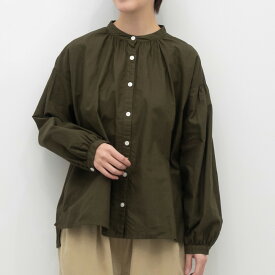 [公式ストア] SUN VALLEY サンバレー / 製品染め オックス スタンドカラー ギャザーシャツ