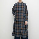 【SALE40%off】[公式ストア] SUN VALLEY サンバレー / TC レーヨン 綾織 起毛 チェック スタンドカラー シャツワンピース