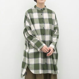 【SALE30%off】[公式ストア] SUN VALLEY サンバレー / コットン 平織 起毛 ブロックチェック ワイド シャツチュニック
