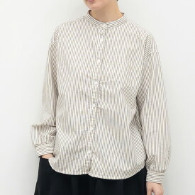 【SALE30%off】[公式ストア] SUN VALLEY サンバレー / 製品染め オックス ストライプ スタンドカラー シャツ