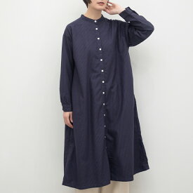 【SALE30%off】[公式ストア] SUN VALLEY サンバレー / 製品染め オック スストライプ スタンドカラー フレアワンピース