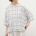 【SALE20%off】[公式ストア] SUN VALLEY サンバレー / 綿麻 レーヨン 織柄 チェック スタンドカラー ワイドシャツ