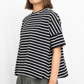 【SALE30%off】[公式ストア] SUN VALLEY サンバレー / コットン ストレッチ 天竺 ボーダー フレアTシャツ