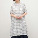 【SALE40%off】[公式ストア] SUN VALLEY サンバレー / 綿麻 レーヨン 織柄 チェック ワイド シャツワンピース