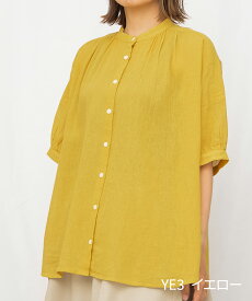 【SALE40%off】[公式ストア] SUN VALLEY サンバレー / 綿麻 ガーゼ スタンドカラー ギャザーシャツ