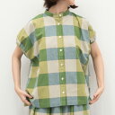 [公式ストア] SUN VALLEY サンバレー / コットン 平織 ブロックチェック スタンドカラーシャツ