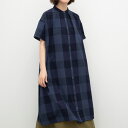 【SALE20%off】[公式ストア] SUN VALLEY サンバレー / コットン 平織 ブロックチェック スタンドカラー シャツワンピース