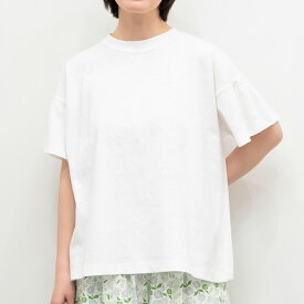 【SALE30%off】[公式ストア] SUN VALLEY サンバレー / 綿麻 天竺 フリル 袖 Tシャツ