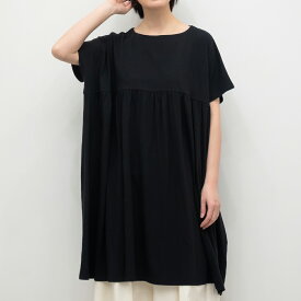 【SALE30%off】[公式ストア] SUN VALLEY サンバレー / 綿麻 天竺 ワイド ギャザー ワンピース
