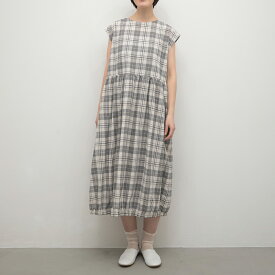 【SALE40%off】[公式ストア] SUN VALLEY サンバレー / 綿麻 平織 グレンチェック ・ ギンガム ・ 小花プリント ノースリーブ ワンピース