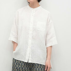 【SALE10%off】[公式ストア] SUN VALLEY サンバレー / リネン 平織 スタンドカラー シャツ