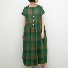 【SALE20%off】[公式ストア] SUN VALLEY サンバレー / 綿麻 ガーゼ ブロックチェック 2WAY ワンピース