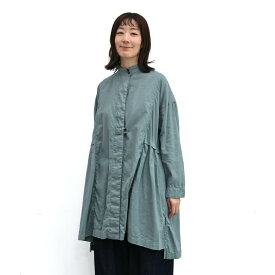 【SALE50%off】製品染め 綿麻 平織 切替 シャツ チュニック 【TK809235】【tukuroi ツクロイ】