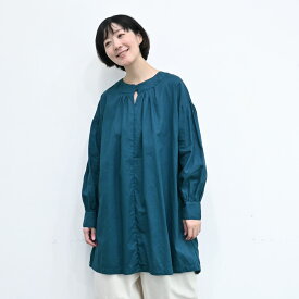 【SALE50%off】製品染め 綿麻 平織 ギャザー チュニック 【TK610246】【tukuroi ツクロイ】
