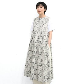 【SALE60%off】製品染め コットン 平織 総柄 脇リボン ワンピース 【TK419245】【tukuroi ツクロイ】