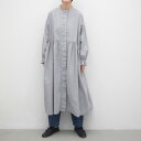 [公式ストア] tukuroi by SUN VALLEY ツクロイ / 製品染め 綿麻平織 フリル袖 シャツワンピース